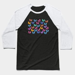 Colorful Butterflies Flying Pattern Baseball T-Shirt